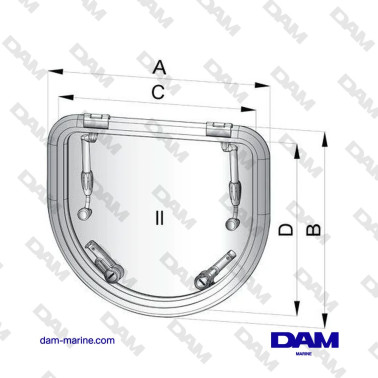 TRAPPE DE SURVIE ALTUS TYPE D520, D-SHAPE (CUT OUT SIZE 518 X 450 MM)