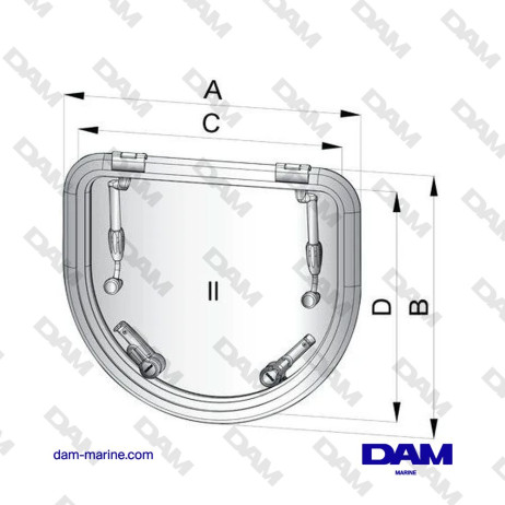 TRAPPE DE SURVIE ALTUS TYPE D520, D-SHAPE (CUT OUT SIZE 518 X 450 MM)
