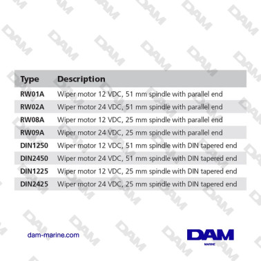WIPER MOTOR, 12/24 V, SHORT SHAFT 1”, 2 SPEEDS AND RETURN TO STOP AND 2 CO
