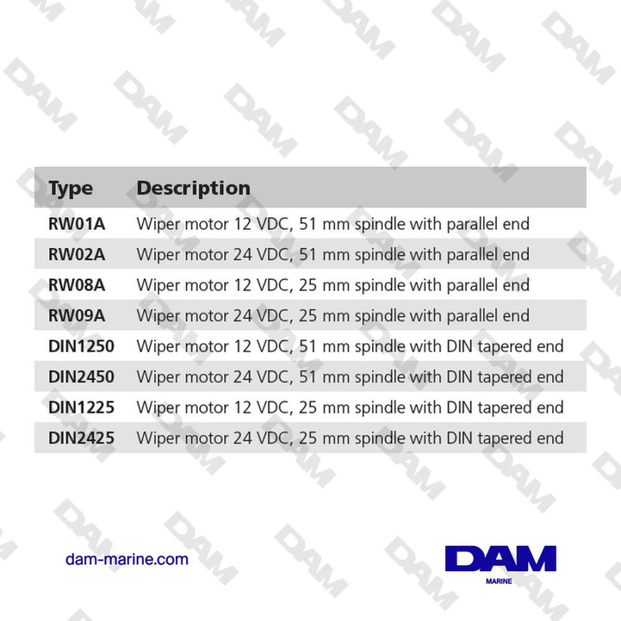 WIPER MOTOR, 12/24 V, SHORT SHAFT 1”, 2 SPEEDS AND RETURN TO STOP AND 2 CO