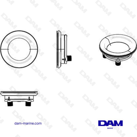 BLACK POWDER-COATED ALUMINUM PORTHOLE, TYPE PW201, CATEGORY A1 WITH MOSQUITO NET