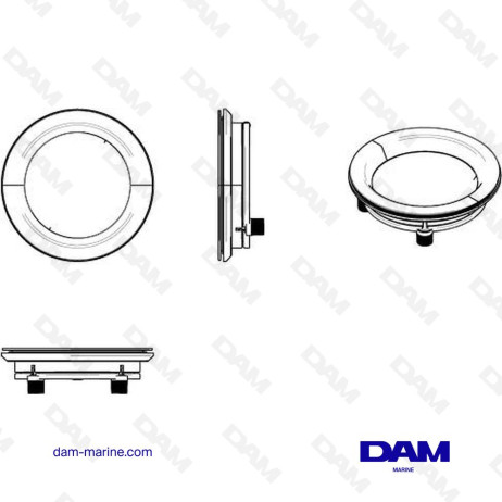 BLACK POWDER-COATED ALUMINUM PORTHOLE, TYPE PW221 CATEGORY A1 WITH MOSQUITO NET