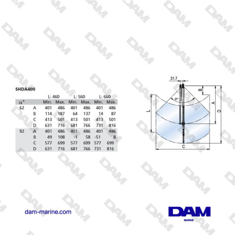 BRAZO BARREDOR DE ACERO INOXIDABLE 401 - 486 MM