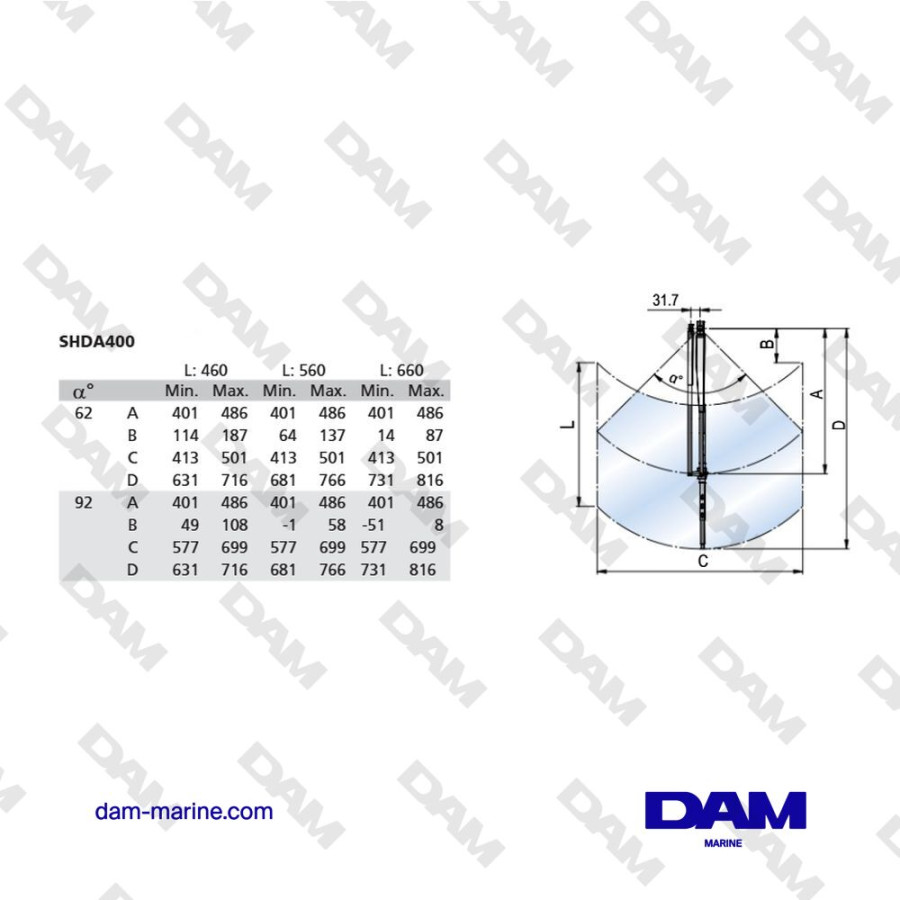 BRAS DE BALAI EN ACIER INOXYDABLE 401 - 486 MM