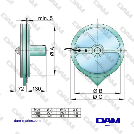 OJO DE BUEY GIRATORIO Ø 273 MM 12 V