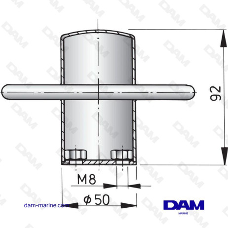 BITTE D'AMARRAGE TYPE ACHILLES 90 POUR INSTALLATION DE BOULONS