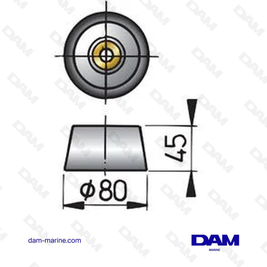ANODE DE COQUE RONDE TYPE 8 - ALUMNIUM