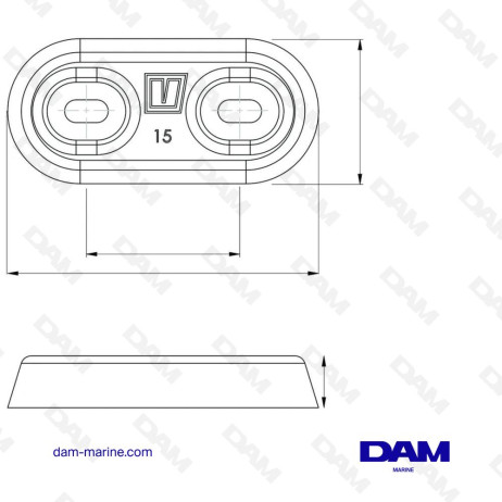ÁNODO DE CASCO TIPO 15 - ALUMINIO