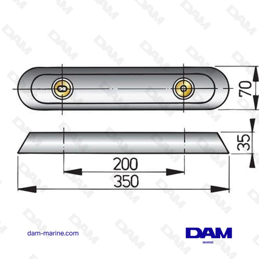ANODE DE COQUE BARREAU TYPE 35 - ALUMINIUM
