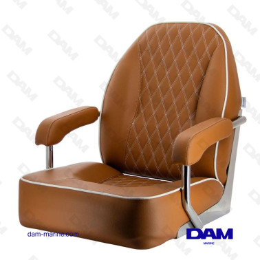 SIEGE DE MAITRE DE BARRE AVEC CHASSIS INOX, MARRON ORANGE