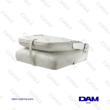 SIÈGE LUXE RABATABLE , BLANC, COUTURES BLEU MARINE