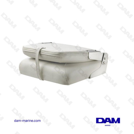 LUXURY FOLDING SEAT, WHITE, NAVY BLUE STITCHING