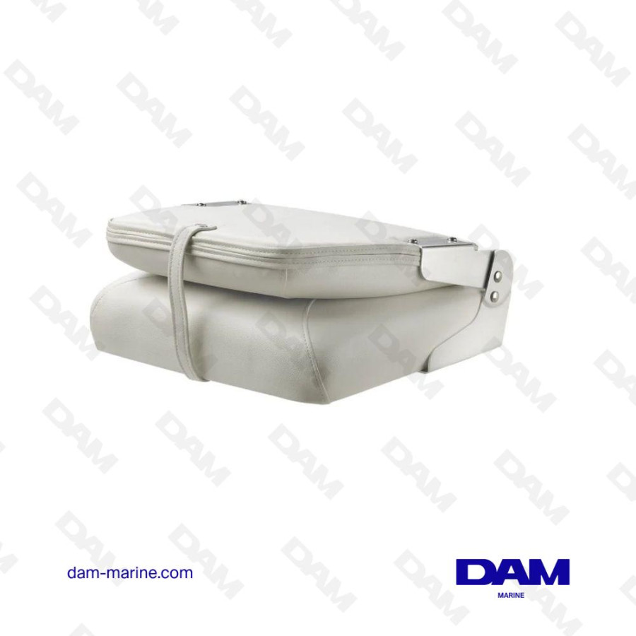 SIÈGE LUXE RABATABLE , BLANC, COUTURES BLEU MARINE