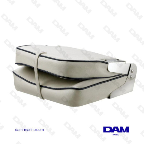 SIÈGE CLASSIQUE RABATABLE, BLANC, COUTURES BLEU MARINE