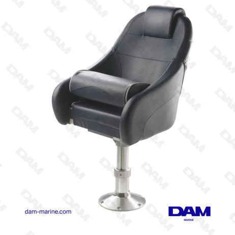 SEDILE CON RIALZO E POGGIATESTA, BLU NAVY, CUCITURE BIANCHE