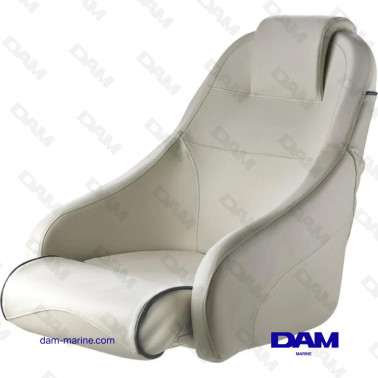 SEDILE CON RIALZO E POGGIATESTA, BIANCO, CUCITURE BLU NAVY