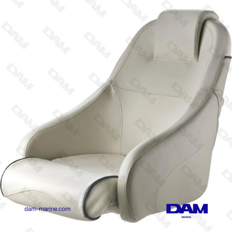 SEDILE CON RIALZO E POGGIATESTA, BIANCO, CUCITURE BLU NAVY