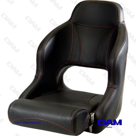 PILOTO, ASIENTO "DEPORTIVO", CON SECCIÓN ELEVABLE, RIBERA NEGRA Y ROJA