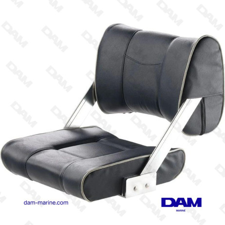 ASIENTO FERRY CON RESPALDO ABATIBLE AZUL OSCURO CON RIBOS BLANCOS