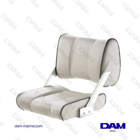 FERRY SEAT WITH FOLDING BACKREST WHITE WITH DARK BLUE PIPING