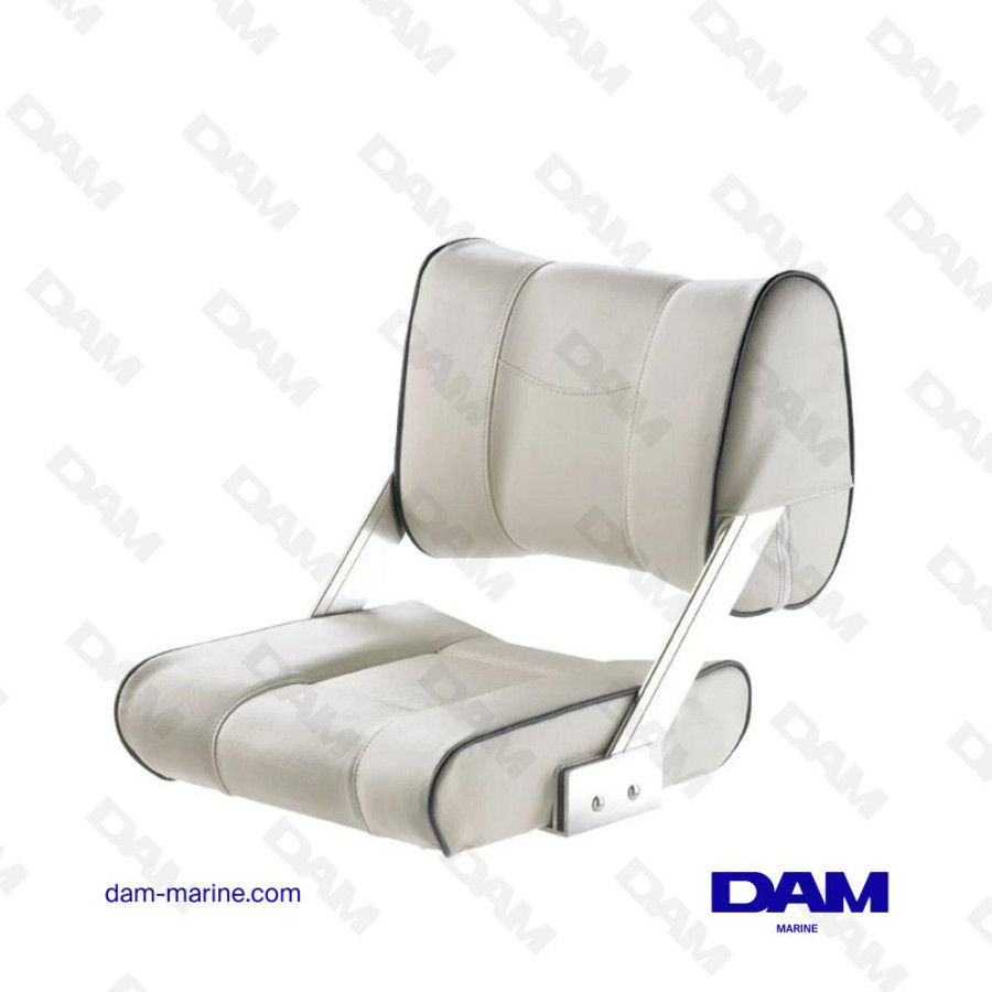 ASIENTO FERRY CON RESPALDO ABATIBLE BLANCO CON RIBOS AZUL OSCURO