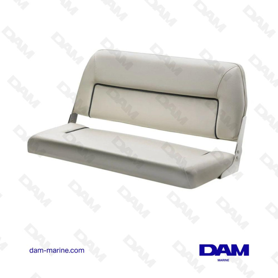 LUXURY 2-SEATER FOLDING BENCH, WHITE, NAVY BLUE STITCHING