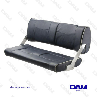 2-SEATER FOLDING BENCH, ADJUSTABLE BACKREST, NAVY BLUE, WHITE STITCHING