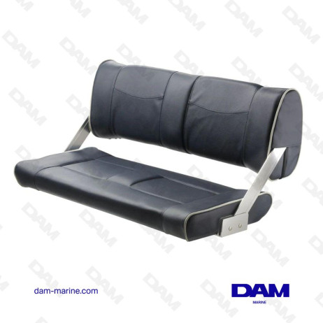 2-SEATER FOLDING BENCH, ADJUSTABLE BACKREST, NAVY BLUE, WHITE STITCHING