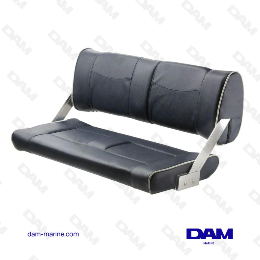2-SEATER FOLDING BENCH, ADJUSTABLE BACKREST, NAVY BLUE, WHITE STITCHING