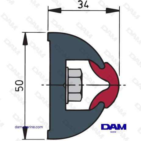 LISTON DE PROTECTION GRIS FONCÉ, HARO 50 X 34 MM, ROULEAU DE 30 M.