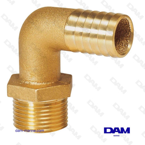 Brass Ringed Fitting, 90° Elbow, G3/4 - 19mm