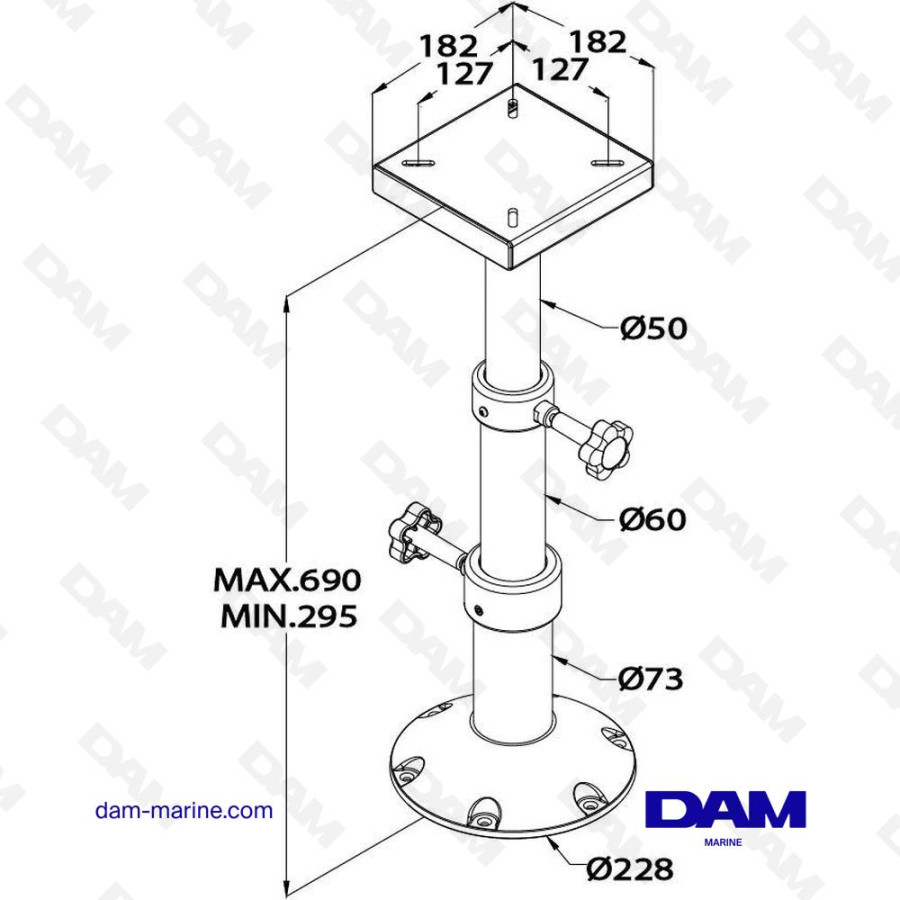 ADJUSTABLE TELESCOPIC TABLE LEG 26 TO 40 CM