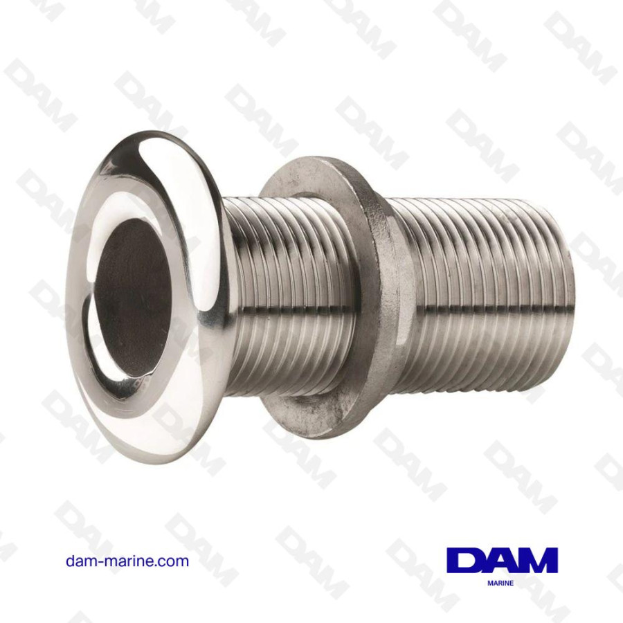 STAINLESS STEEL THRU-HULL FITTING WITH ROUNDED EDGES AND POLISHED FINISH G3/8''