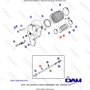 Vue éclatée Bol Embase Mercruiser Bravo X1