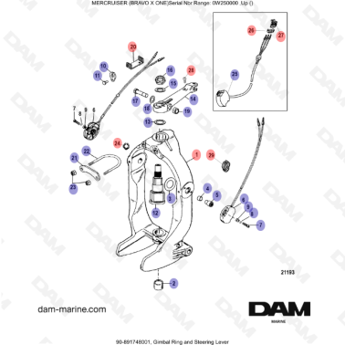 Vue éclatée Levier de direction Bravo X One