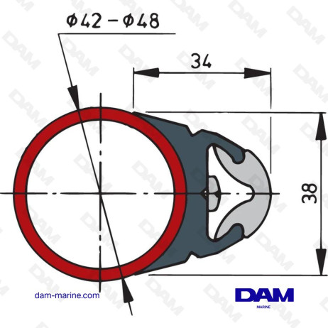 LISTON DE PROTECTION EN VINYLIQUE, GRIS FONCÉ, ROND4248 MM, ROULEAU DE 20 M.