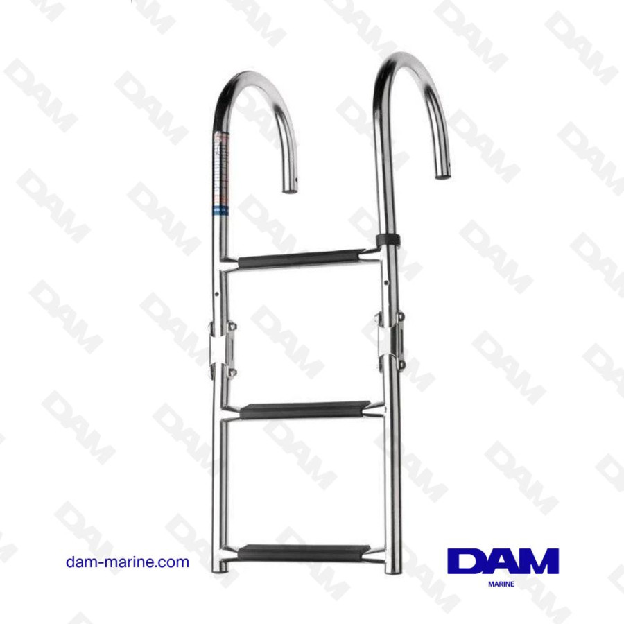 ESCALERA PLEGABLE DE ACERO INOXIDABLE CON GANCHOS PARA MONTAJE SOBRE CUBIERTA SINTÉTICA ANTIDESLIZANTE 3