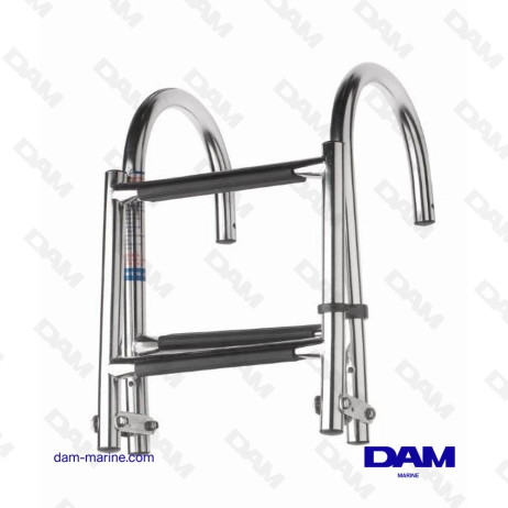 ECHELLE REPLIABLE INOX AVEC ARCEAUX MONTAGE SUR PONT ANTIDÉRAPANT SYNTHÉTIQUE 3