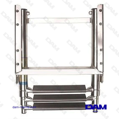 ESCALERA DE PLATAFORMA TELESCÓPICA DE ACERO INOXIDABLE SINTÉTICA ANTIDESLIZANTE 3 PELDAÑOS