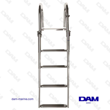 ESCALERA DE BAÑO DE LUJO DE ACERO INOXIDABLE ANTIDESLIZANTE SINTÉTICO NEGRO DE 4 PELDAÑOS