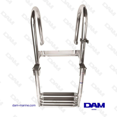 ESCALERA DE BAÑO DE LUJO DE ACERO INOXIDABLE ANTIDESLIZANTE SINTÉTICO NEGRO DE 4 PELDAÑOS