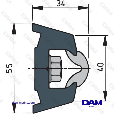 LISTON DE PROTECTION GRIS FONCÉ, TRAP55 X 34 MM, ROULEAU DE 20 M.