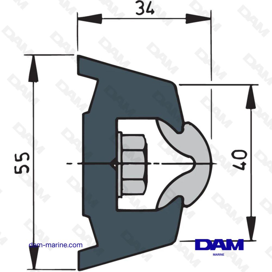 LISTON DE PROTECTION GRIS FONCÉ, TRAP55 X 34 MM, ROULEAU DE 30 M.
