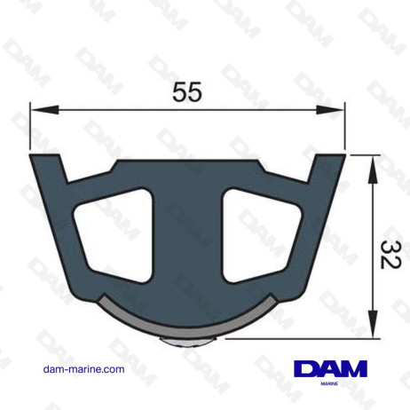 LISTON DE PROTECTION EN VINYLIQUE, GRIS FONCÉ, TRAP5S, 55 X 34 MM, ROULEAU DE 20