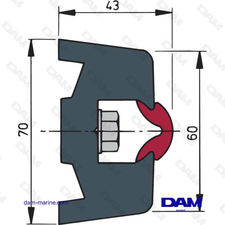 LISTON DE PROTECTION GRIS FONCÉ, TRAP70 X 43 MM, ROULEAU DE 20 M.