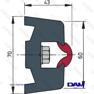 LISTON DE PROTECTION GRIS FONCÉ, TRAP70 X 43 MM, ROULEAU DE 30 M.