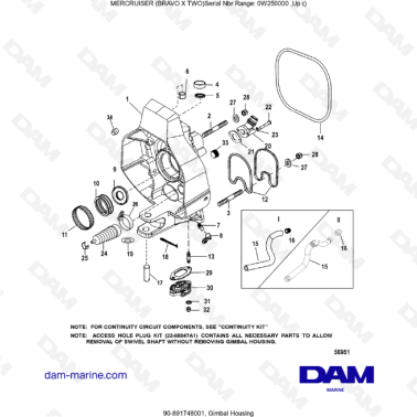 Vue éclatée Platine extérieure embase Mercruiser Bravo X 2