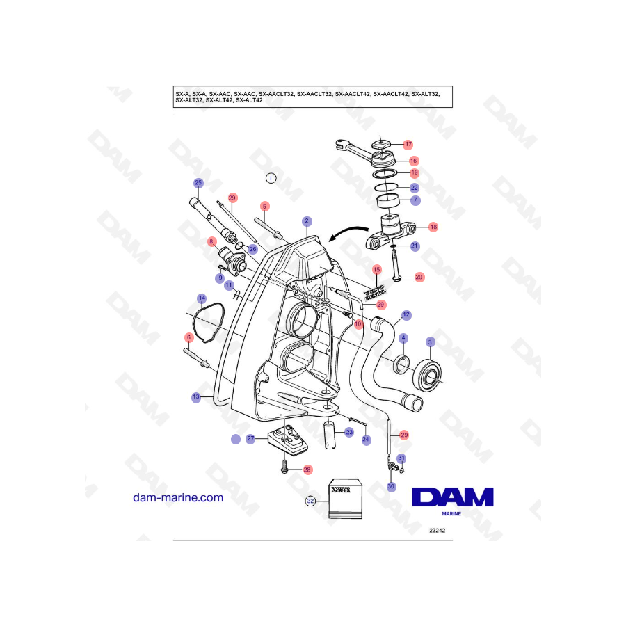 Platine extérieure Embase Volvo Penta SX-A Platine extérieure Embase Volvo Penta SX-A