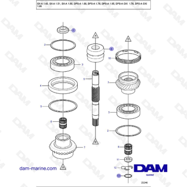 Vue éclatée haut d'embase Volvo Penta SX-A