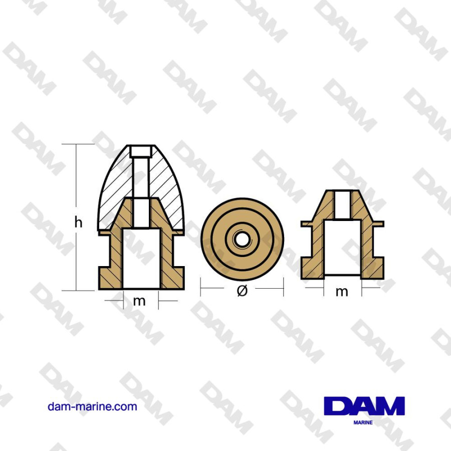 KIT ECROU ANODE ARBRE RIVA AQUARAMA 20-30MM - 18P1.75